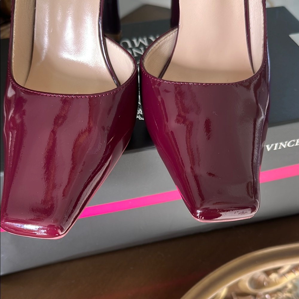 BigTree Patent Leather Burgundy Square-Toe Pumps. Size 37. - Picture 2 of 6